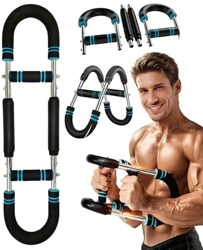 Cartlant Adjustable Twister Arm Trainer, U Shaped Forearm Resistance Workout Power Bar Portable Thigh Exerciser Chest Expander Press, Muscle Strength Training Equipment for Men Women Home Fitness