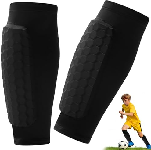 Laimer Schienbeinschoner Kinder - Schienbeinschoner Fußball Herren | Schienbeinschonerhalter | Anti-Rutsch-Socken | Sport Schienbeinschutz | Wadenschutz für Jungen & Mädchen （XS, Schwarz）