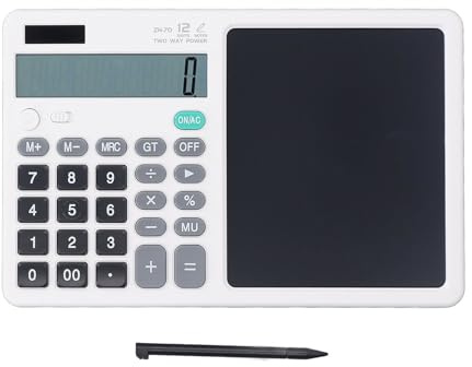 Asixxsix Calcolatori Scientifici per Studenti, Calcolatrice Matematica con Tavoletta e Stilo di Scrittura di Blocco Note, Calcolatore della Scrivania, Calcolatori del Blocco Note LCD per (WHITE)