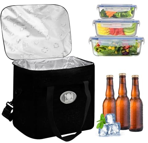 MCTNCT Borsa Termica Pieghevole 16L,Borsa Frigo Portatile Compatta,Borsa Portapranzo Termica,Borsa da Picnic Riutilizzabile per Picnic,BBQ,Campeggio,Ufficio,Esterni