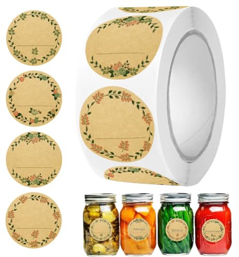 JYNVO Etiquettes Autocollantes Bocaux, 500 Pièces Étiquettes à Confiture, pourPots De Confiture, Pots à éPices, Bouteilles et Cadeaux d'Action de Grâce