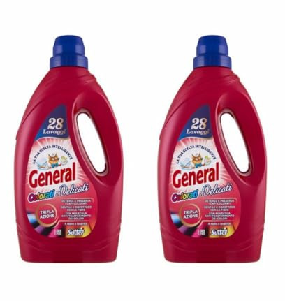 Detersivo Liquido per Colorati e Delicati, con Profumo, 1,4 L, Formula con Molecola Anti-trasferimento, per Bucato Colorato, Lana e Delicati 28 Lavaggi Confezione Da 2 e 3 Pezzi - Per General