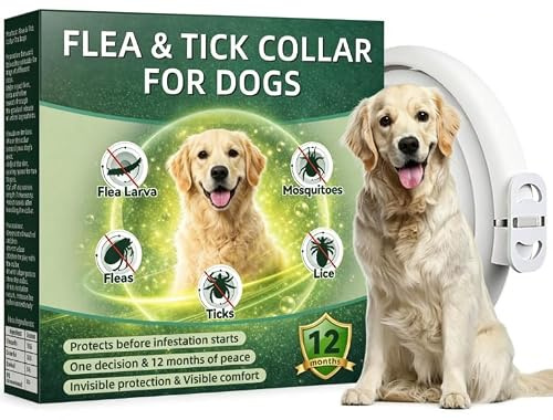 Collier Anti-Puces et Anti-Tiques pour Chien 65 cm, Collier Répulsif Longue Durée, Ajustable et Imperméable, Tiques et Parasites pour Chiens de Petite, Moyenne et Grande Taille