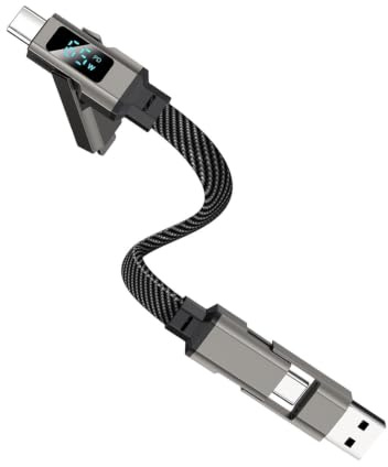 4-i-1 Laddkabel Med Nyckelring 4-i-1 65W Snabbladdning LED-Display | Nyckelring Med Snabbladdningskabel Passar För Resor Camping Dagligt Arbete Och Kontor Utomhusaktiviteter Pendling Och