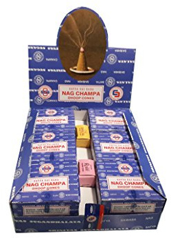Nag Champa Satya Sai Baba Temple Incense Cones Carton, 12 Box