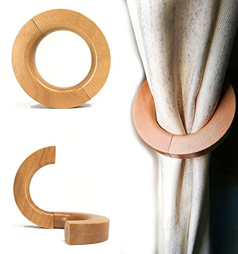 Nice purchase 2 Pcs Wooden Curtain Tiebacks Holdbacks European Classic Retro Window Home Office Decorative Drapes Holders Strong Magnetic Clean Durable - Multifunctional Also Wood Pants Hanger (A)