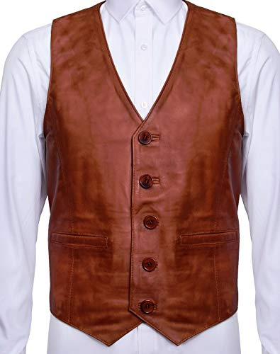 Infinity Leather Les Hommes Bronzer Gilet Cuir Elégant Classique S