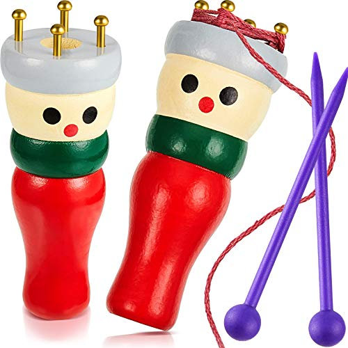 2 Pezzi Knitting Dolly in Legno per Maglieria Carino Handy First Knitting Spool Knitter per Bambini Adulti