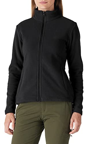 Outdoor Ventures dam fleecejacka med genomgående dragkedja ståkrage dam lätt fleece sweatjacka varm damjacka för löpning, vandring och fritid, svart, XXL
