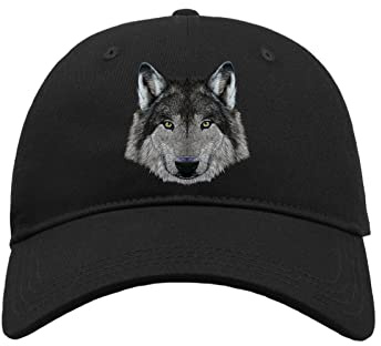 Wolf Drawing Spirit Animal Baumwolle Curved Visier Baseball Cap Dad Hat Unisex Sport Bequemes Top, Schwarz , One size