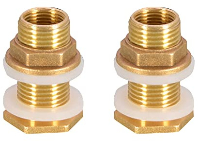 Conector de latón para tanque de agua, 2 piezas de junta de tanque de agua, conector de latón con sellos de goma (macho G1/2 pulgadas a hembra G3/8 pulgadas)