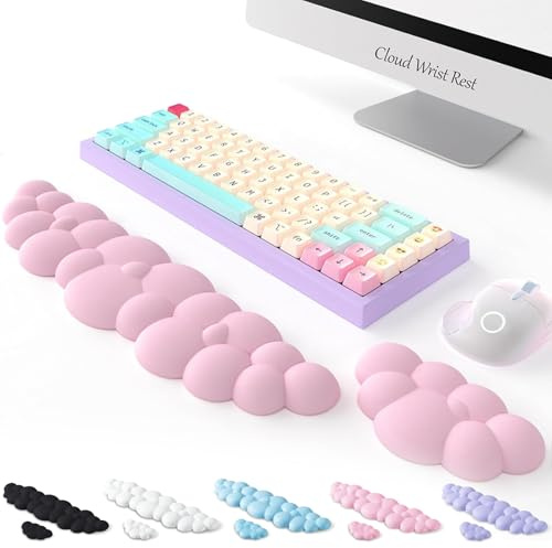 Keyboard Cloud Lot de 2 repose-poignets en mousse à mémoire de forme haute densité pour clavier ergonomique pour soulager la douleur pour bureau/ordinateur/ordinateur portable/jeux/Mac Rose