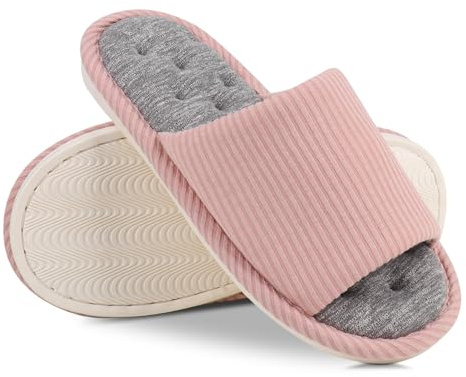 TIECHI Womens Slippers, Ladies Slippers Open Toe Slipper Women, Non-Slip House Memory Foam Slipper Women for Indoor Outdoor, 38-39EU/5-6UK