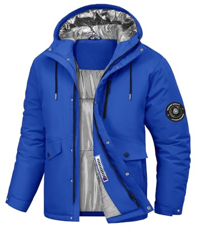 Voqeen Veste de Ski Imperméable Hiver Homme Manteau Chaud avec Capuche Amovible Manteaux Coupe-Vent avec Multi Poches de Randonnée