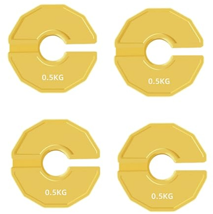 Harewtwy 4 Pcs Gym Micro-Type Plates Dumbbell Fractional Weight Plate Compatible with Standard Dumbbells and Kettlebells Add-on Change Weight Plate 0.5kg Yellow