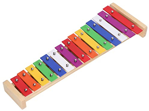 Walmeck 15 Toner Xylofon Färgglada Pedagogiska Musikinstrument med 2 Klubbor Safe Pine Aluminium Plåt Klockspel för Barn Småbarn 3 år och Uppåt