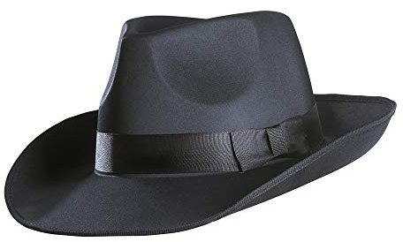 W WIDMANN MILANO Party Fashion 2487G - Gangsterhut aus Satin, schwarz, Charleston, 20er Jahre, Motto-Party, Karneval