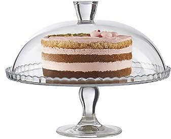 Pasabahce Piatto da Servizio con Piedistallo e Cupola - Elegante Piatto da Servizio con Coperchio e Supporto, Piatto Portatorta per Feste di Compleanno, Piatto per Dolci e Pasticceria