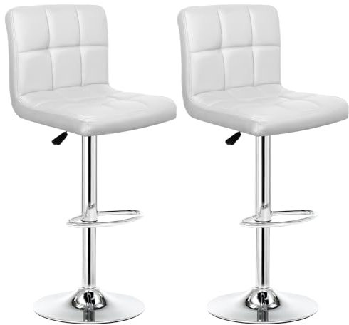 Intimate WM Heart Barhocker, 2er Set, Barstuhl, Küchenstühle mit Rückenlehne und Fußstütze, höhenverstellbar Tresenhocker, Moderner Drehhocker mit Gepolsterten Sitzkissen (Weiß)