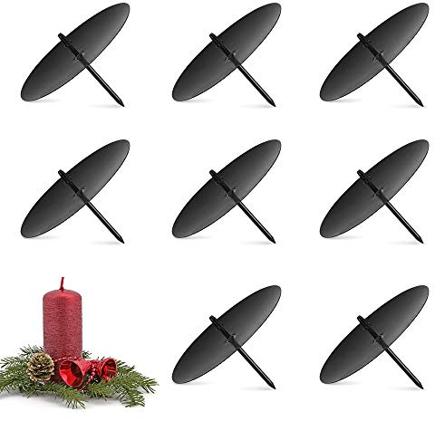 Wishstar 8 x ljusstakar advent ljustallrik adventskrans metall, svart 8 cm ljusplugg till jul