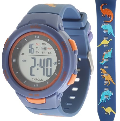 Kiddus Reloj Digital para niñas y niños. con cronómetro, Calendario, Despertador y luz. Resistente al Agua. Deportivo, Luminoso, de Pulsera, LED. De 3 a 12 años