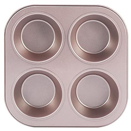 4 Cup Muffin Pan Baking Tray- Non-Stick Cupcake Tin Mold - Carbon Steel Cake Mould For Home, Cafe Bar and Restaurant(champagne)