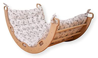 Kletterbogen | Montessori Kletterbogen | Bogen mit Kissen | Bogenwippe für Kinder | Unisex Kleinkind Kletter Bogen | Holz Baby Spielbogen(Origami)