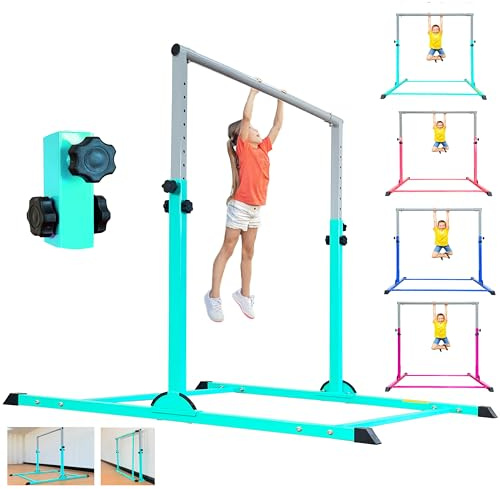 MARFULA Gymnastic Bar for Kids Gymnastic Kip Bar Horizontal Bar Teal Bar Gymnastic Training Equipment for Kids 3-15 Years Home and Club Use