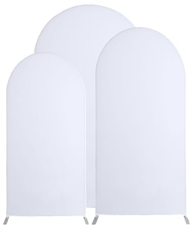 Mateju Copertura per Arco Nozze Superiore Rotonda, Sfondo Fondale per Fotografia, Compleanno Baby Shower Festa (180x80cm/5.9x2.6ft, Bianco)
