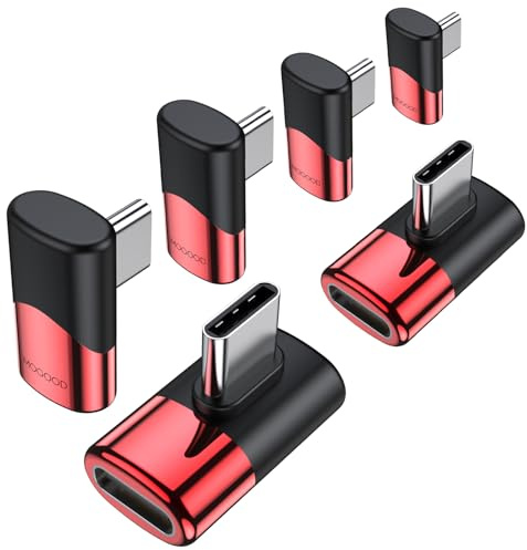 MOGOOD 90 Grad USB C Recht Winkel Adapter USB C Stecker zu C Buchse Extender USB Typ C Thunderbolt Extender für MacBook Pro, iMac, iPad Pro,Tablet,Telefone,Nintendo Switch,und andere Typ C Geräte