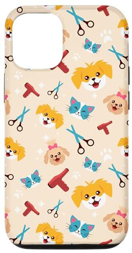 Hülle für iPhone 14 Welpen-Hundepflege, niedliches Farbmuster, grafischer Hintergrund