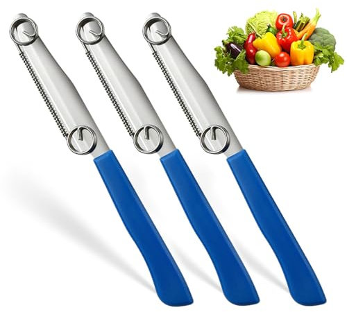 Qaestuan 3 Pezzi Spelucchino, Coltello per Affettare Rapido, Coltelli da Cucina Professionali, Coltello per Frutta Multifunzionale 3 In 1 Coltello da Frutta e Verdura In Acciaio Inossidabile