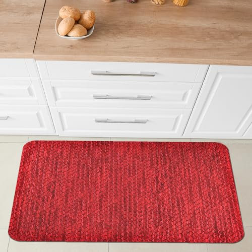 Comart - Alfombra para Cocina Nancy - Antideslizante - Lavable en Lavadora - Moderna Alfombra de Chenilla - para Pasillo y Cocina - Suave y Resistente - Made in Italy - Color Rojo - 50 x 75 cm