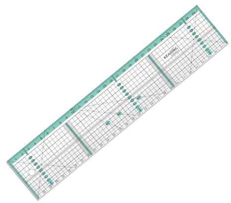 KEARING Quiltlineal 30cm mit Metallschneidekante – Anti-Rutsch Patchwork Acryl – DIY Quilting Tools mit klaren gedruckten Linien für Quilten & Nähen