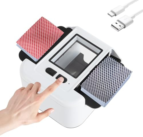 Card Shufflers Machine Portable Automatic Card Shuffler Rechargeable 1- 2 Decks Electric Shuffling Machine One- Press AUTO Manual Mode for Poker UNO Blackjack Texas Holdem Game