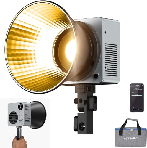 NEEWER Luce Video LED 80W con Batteria 72Wh e Ricarica Rapida PD 100W, Controllo APP/2,4G Mini Luci Continua COB Bicolore Portatile Foto Studio 25500lx/1m 2700-6500K Dimmerabile CRI95+ 13 Scene,HB80B
