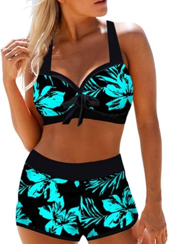 Bikini Damen Set Zweiteilig Sexy Badeanzug Ties-Up Bademode Große Größen Badeanzüge Bikinis für Frauen Mädchen Badebekleidung Bandeau (DE/NL/SE/PL, Alphanumerisch, S, Regular, Regular, Grün)