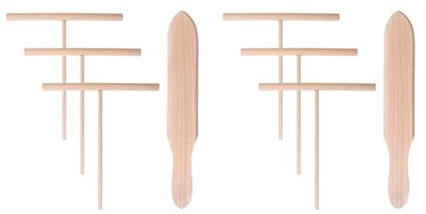 Umsoxhy Set di Spatole Bastoncini A T In Legno per Stendere La Pastella per Pancake, Set di 8 Utensili per Utensili da Cucina per Crepe Maker