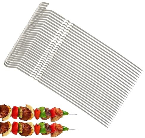 Aicerous® 30 Sticks 38cm Spiedini Piatti per Griglia, Spiedini per Barbecue, Spiedini per Shish Kebab in Acciaio Inossidabile, adatti per fornelli sospesi e griglie per barbecue (Per fornelli sospesi)