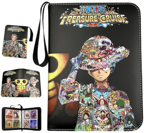 Anime Album de Cartas,Álbum de Cartas Coleccionables, One Piecee Álbum de Cartas Coleccionables para Cartas Impermeable Transparente Tarjeta con 4 Bolsillos,Capacidad para 400 Tarjetas (G)