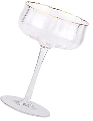 BEBEMOKO Bicchiere Da Cocktail in Vetro Cristallo 260 Ml Bordo Dorato, Bicchiere Da Vino Per Feste e Bar, Vetreria Per La Casa e Uso Ristorazione