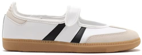 Tigeridea Womens Sneakers White Business Casual Tennis Shoes Strap Cute Flat Mary Jane Shoes Slip on Footwear Size 7.5