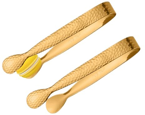 manhegari Pinze per ghiaccio – 2 pezzi strumenti in acciaio inossidabile per afferrare il bar | pinze di servizio per antipasti, per fette di limone, gelatina, casa,