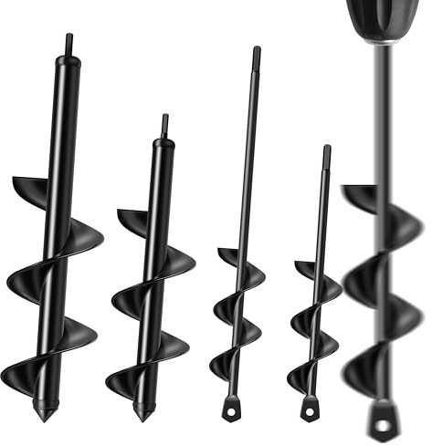 EASTPUK 4Pcs Auger Drill Bit for Planting, 4 Common Sizes Heavy Duty Steel 3/8 Hex Drive Drill Auger for Post Holes Digger, Earth & Lawn Augering, Planting Bulbs & Trees