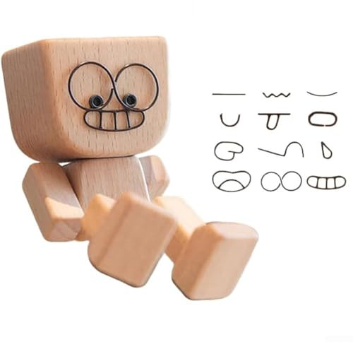 Figura de hombre de madera con movimiento oscilante activado por vibraciones de carretera para uso en coche y oficina