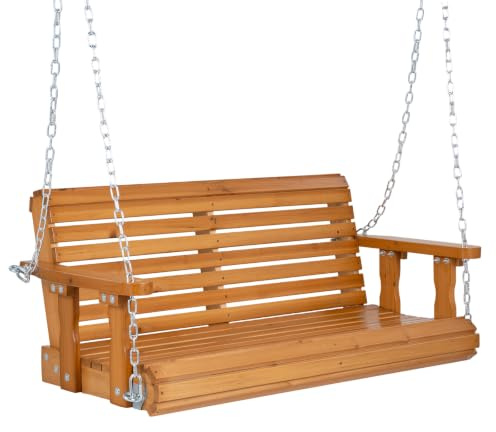 COSTWAY Banco Columpio para 2-3 Personas, Banco de Madera Colgante