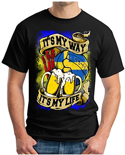 OM3® - Sweden-My-Way - T-shirt My LIVE - Sverige Sverige fotboll fotboll fanshirt öl dryck sport nörd kul, storlek S - 5XL