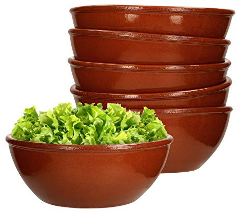 MamboCat Lot de 6 bols en argile I Diamètre 16 cm I Méditerranéen I Émaillé I Fait main I Antique/Vintage