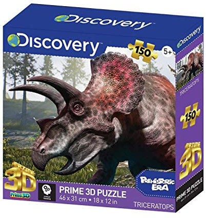 PRIME 3D , Discovery - Triceratops , 3D Lenticular Jigsaw Puzzle , 46cm x 31cm - 150 pcs , Games & Puzzles , Ages 5+
