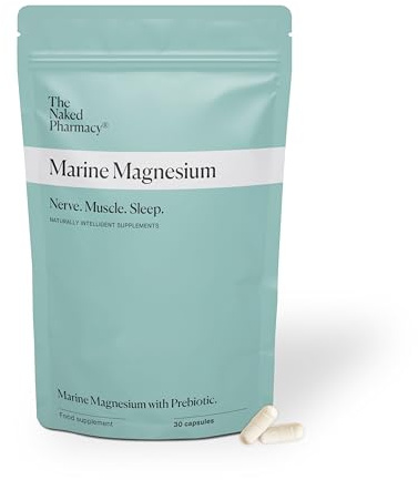 The Naked Pharmacy | Marine Magnesium | Sleep & Nerve/Muscle | Natural Supplements with Prebiotic Baobab | High Strength | No Additives | Vegan | 30 Capsules